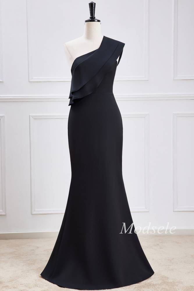 Black Mermaid High Collar Tulle Maxi