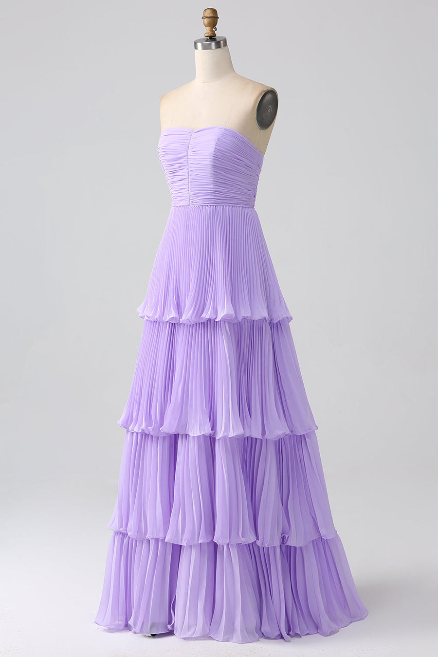 Strapless Multi-Layer Long Formal Dress in lavender