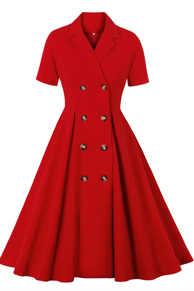 Plus Size Audrey Hepburn's Style Surplice Short Sleeve Midi Dress