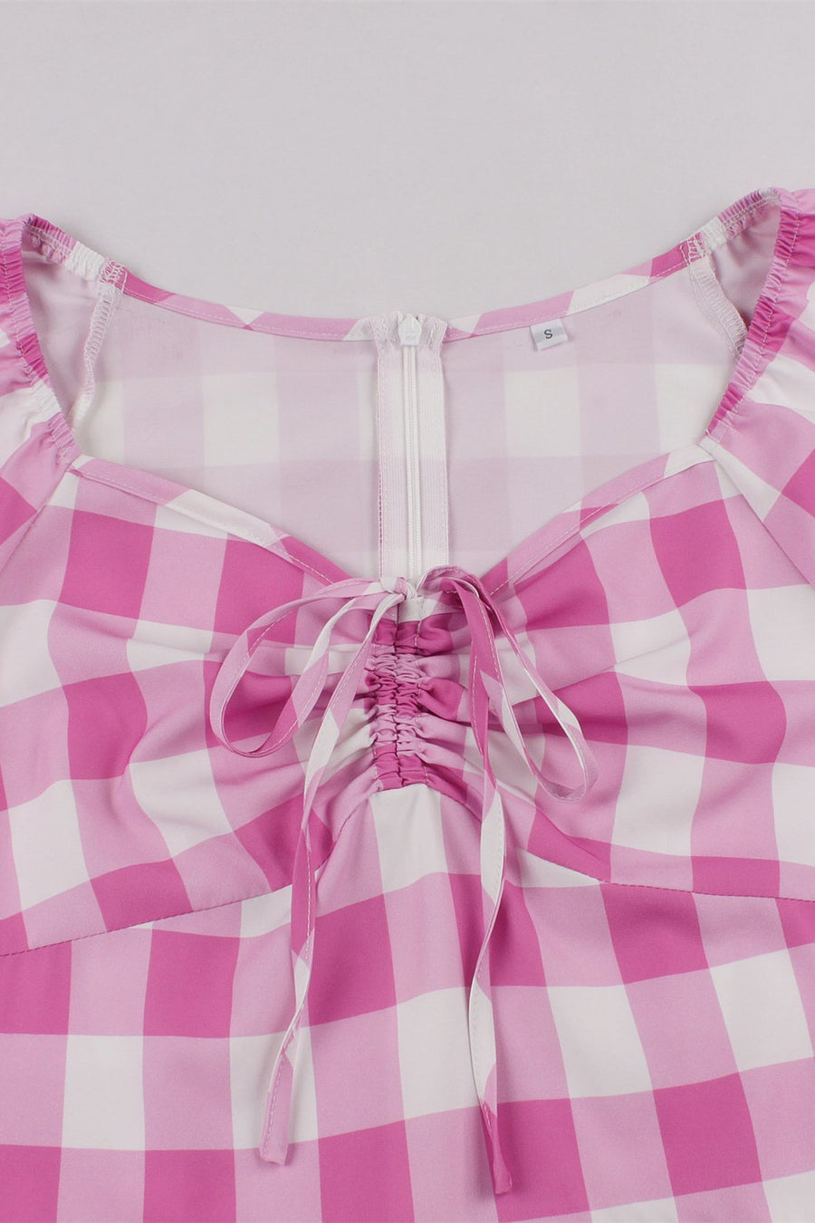 Barbie Pink Gingham Puff Sleeve Midi Dress