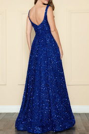 Sparkly A-Line Sequined Empire-Waist Sleeveless Prom Dress