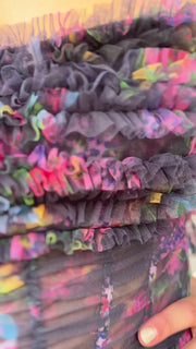 Magenta Strapless Ruffles A-Line Short Party Dress with Puff Sleeves