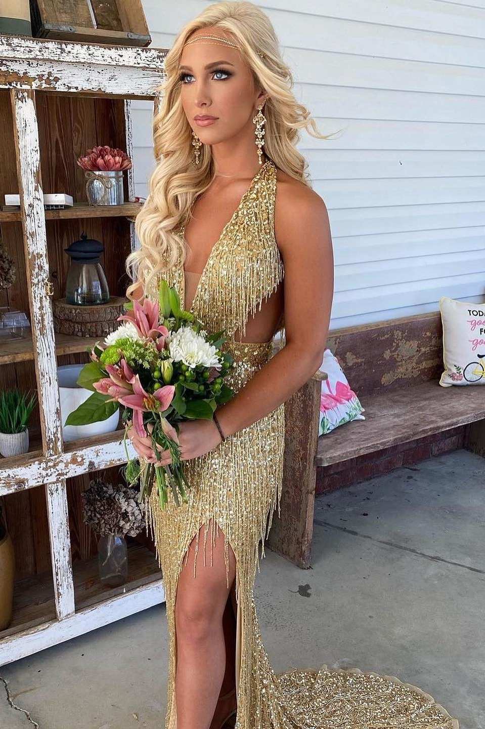 Shiny Sliver Halter Long Prom Dress Evening Party Dress,DP1706