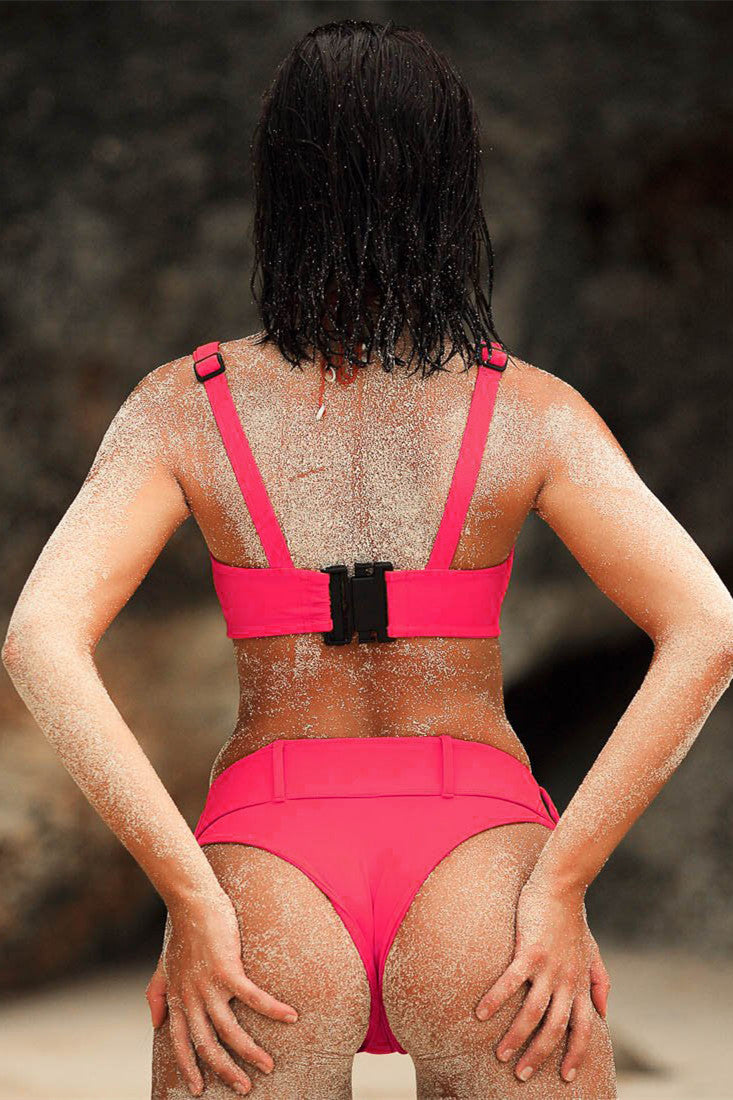 Sports Style Green Buckle Swimsuit