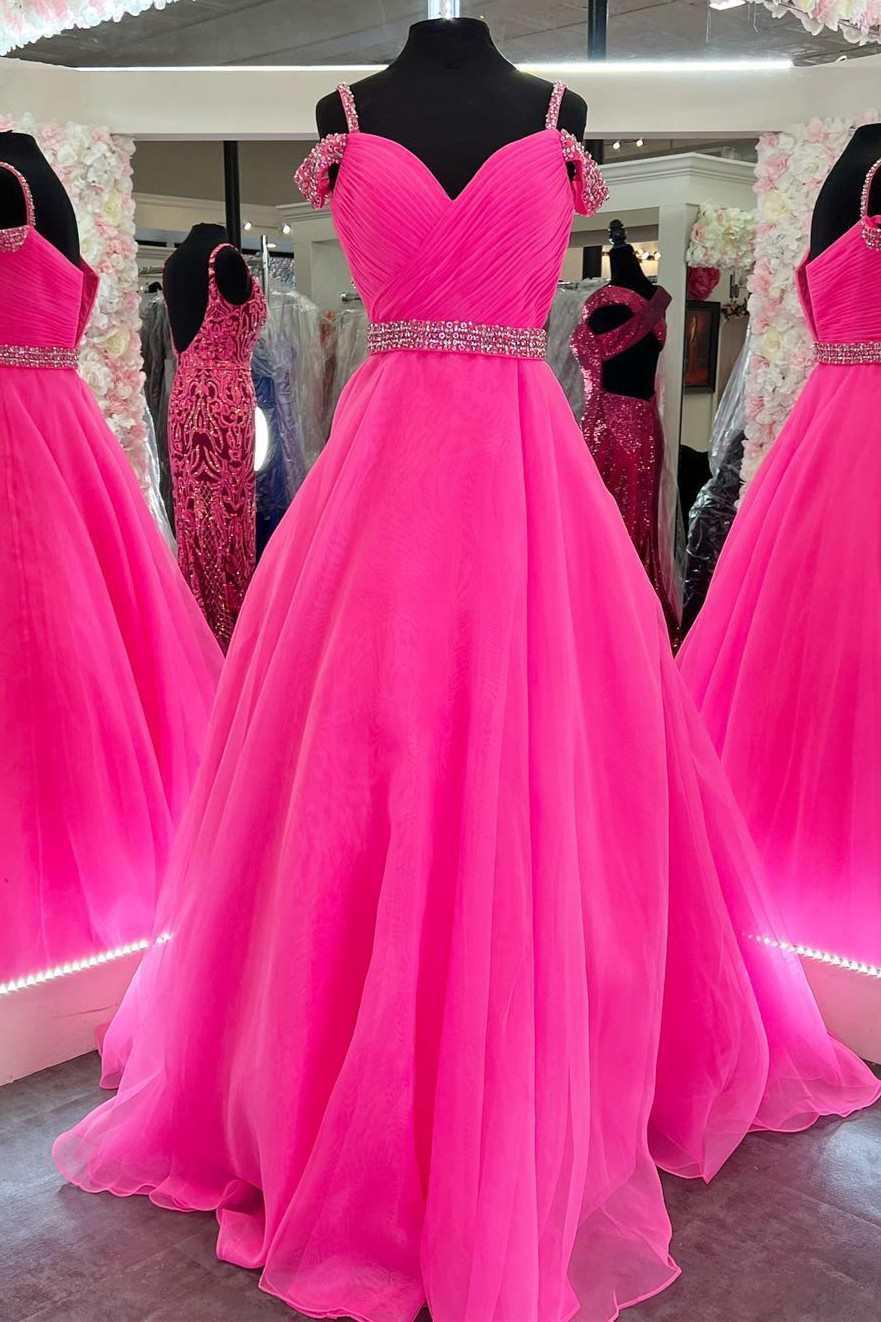 Hot Pink Foam Semi Formal Dress Frill Shoulder Statement •••