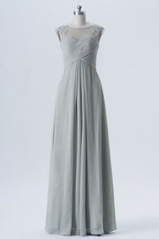 Grey Chiffon Sweetheart Backless Mother of the Bride Dress