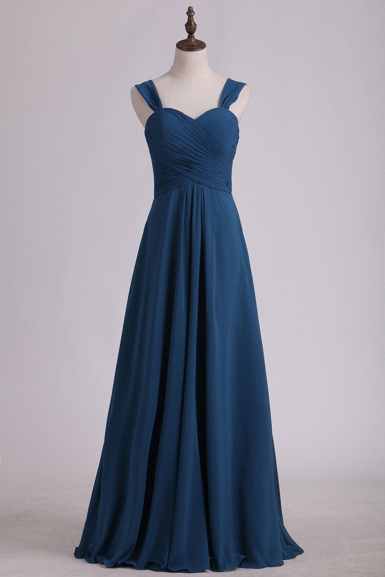 Dark Blue Sweetheart Backless A-Line Long Bridesmaid Dress – Modsele