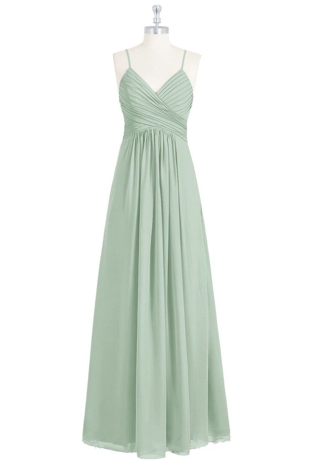 Dark Green Spaghetti Straps Ruche Long Bridesmaid Dress with Slit main image 1