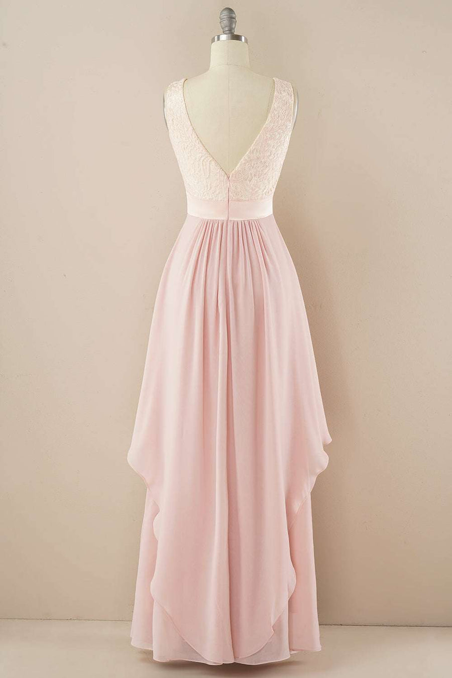 Purple Lace Jewel Sleeveless Tiered Bridesmaid Dress