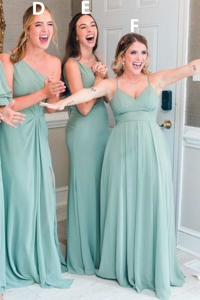 Mismatch Light Jade Chiffon Bridesmaid Dress