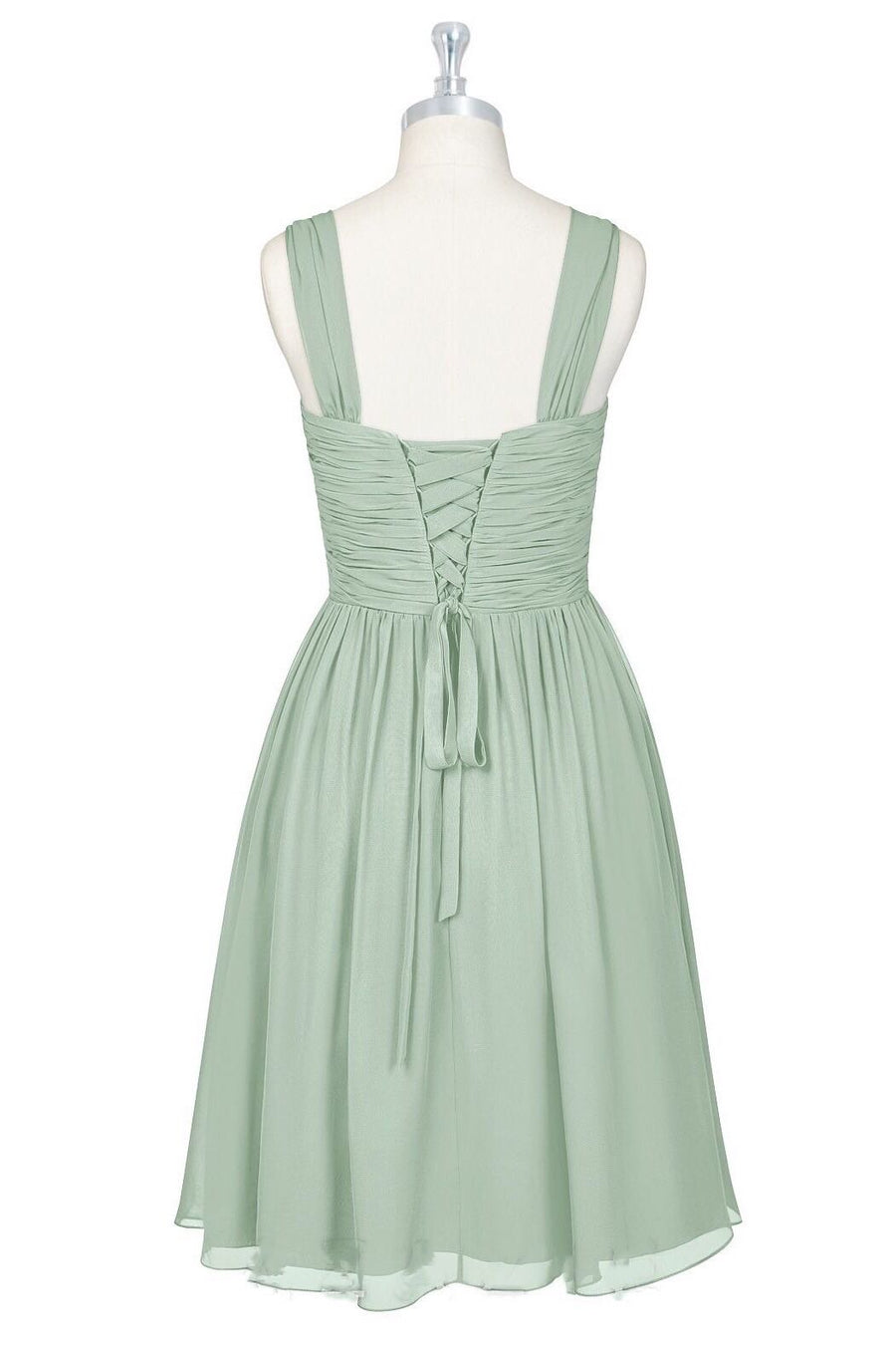 Sage Green V-Neck Backless A-Line Short Bridesmaid Dress