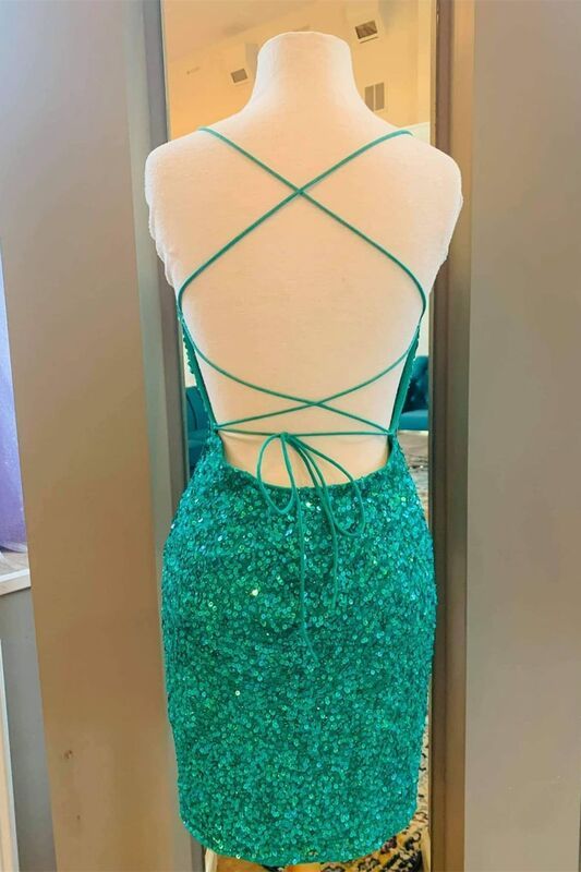 Tight Green Sequins Mini Homecoming Dress