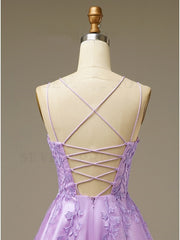 Lilac A-line Lace Appliques Short Homecoming Dress
