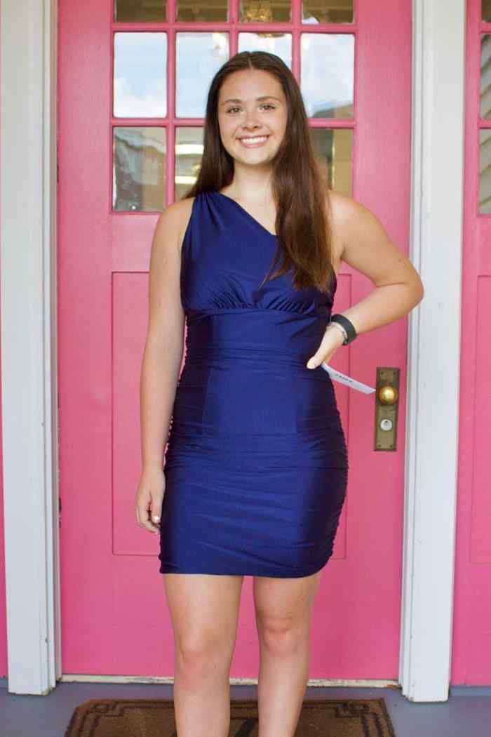 One Shoulder Hot Pink Tight Homecoming Dress