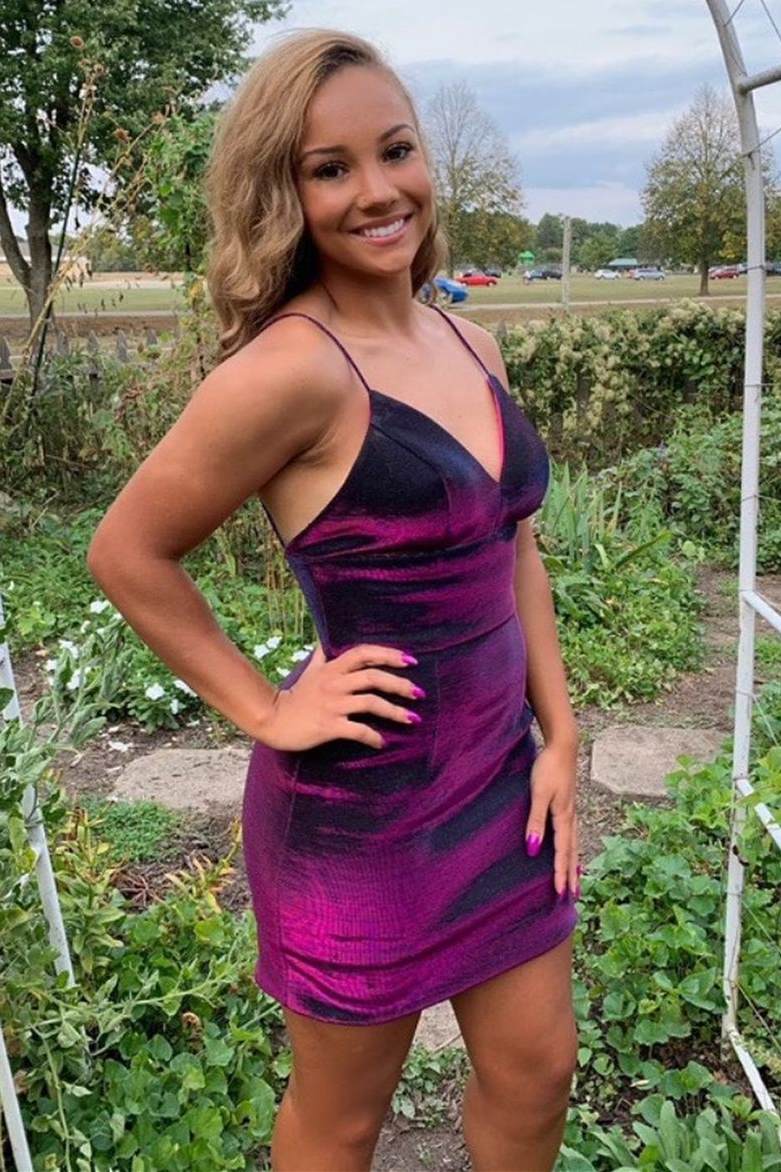 Spaghetti Straps Purple Bodycon Homecoming Dress Modsele Spaghetti Straps Purple Bodycon Homecoming Dress Modsele