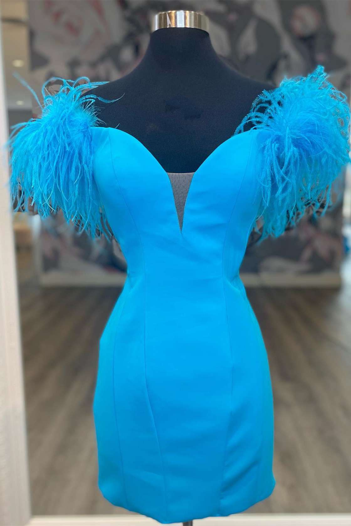 Hot Pink Off-the-Shoulder Feathered Cocktail Dress