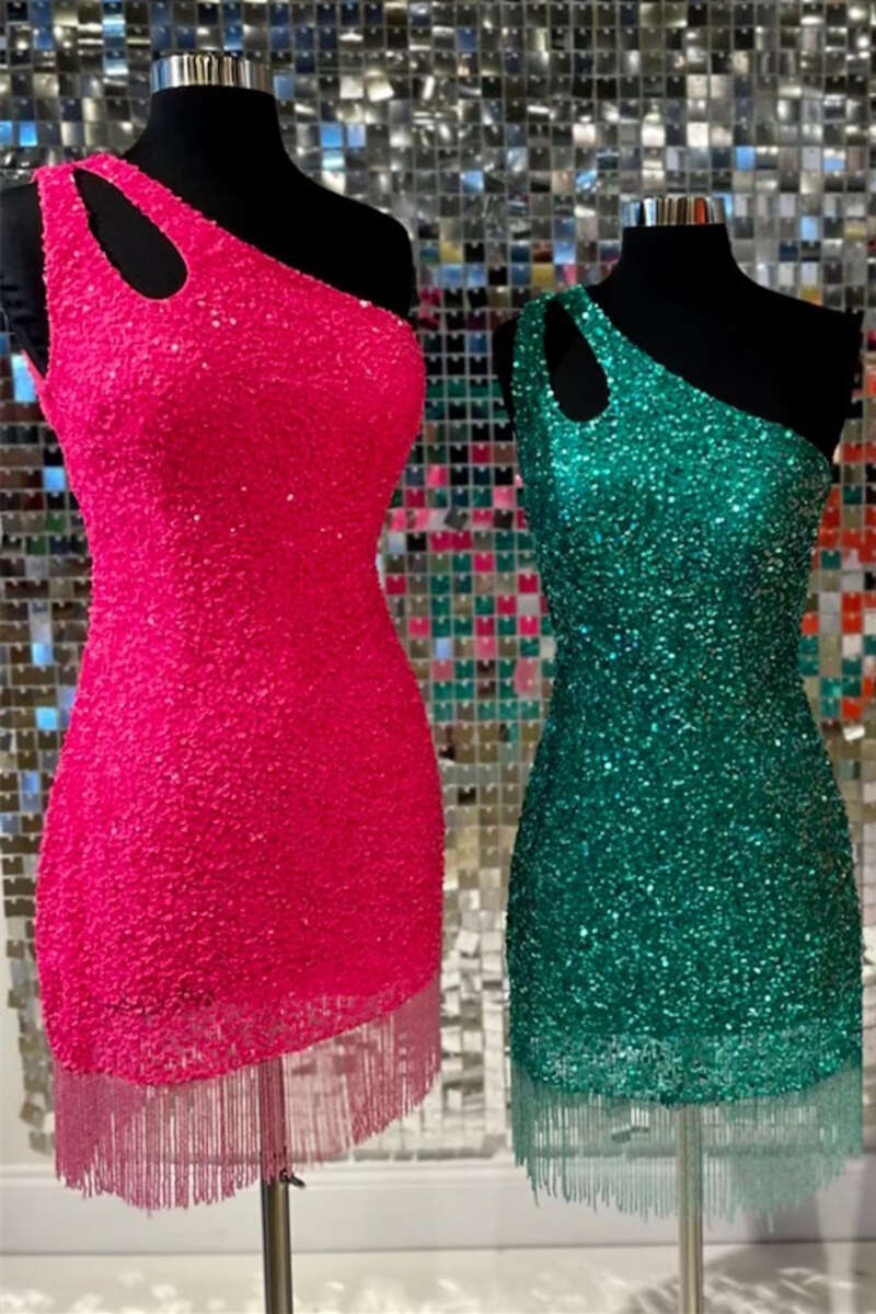 Sequins Keyhole Fringe Short Homecoming Dress