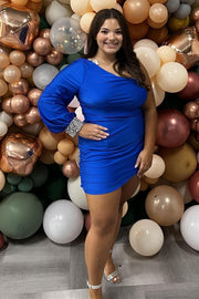 Hot Pink One Sleeve Ruched Mini Homecoming Dress