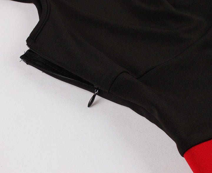 Vintage Black and Red Cap Sleeve A-Line Midi Dress