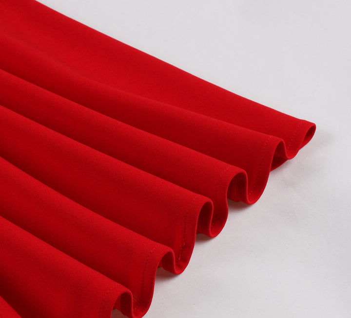 Vintage Black and Red Cap Sleeve A-Line Midi Dress