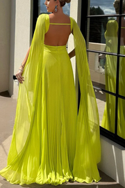 Elegant A-Line Scoop Pleated Empire-Waist Long Formal Dress