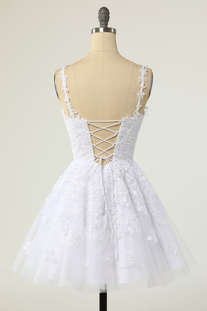 Lavender Appliques V-Neck A-Line Short Cocktail Dress