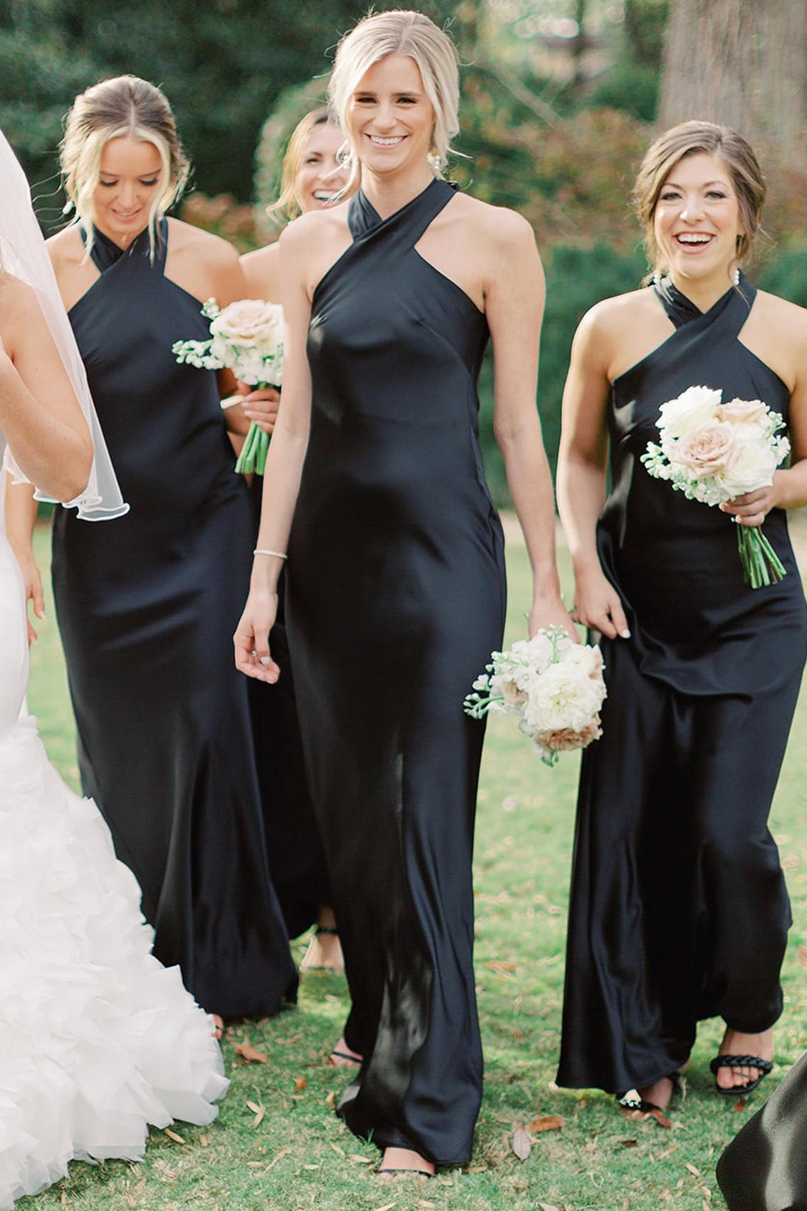 black high neck bridesmaid dress Black Bridesmaid Dress Matte Satin Size Small