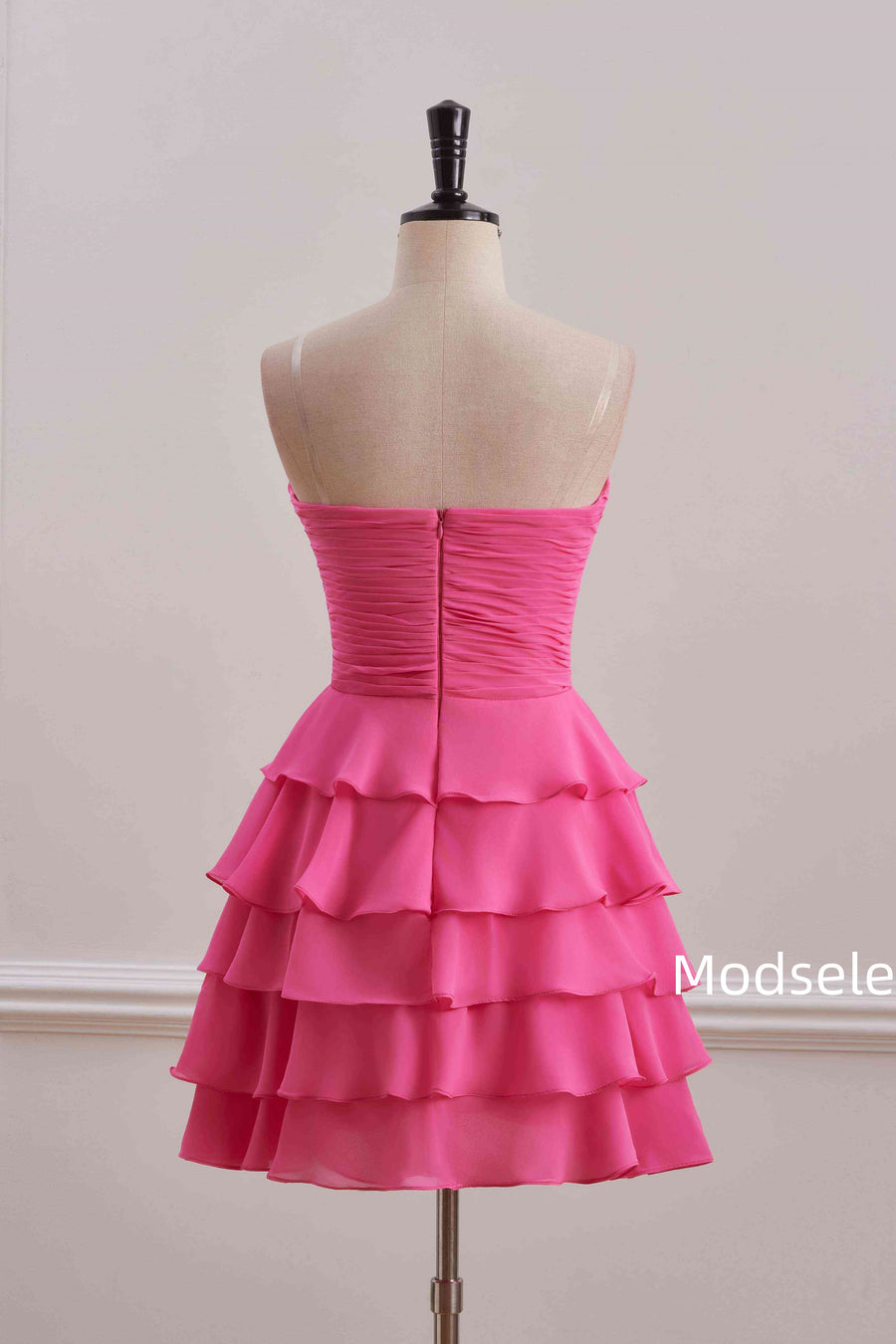 Pink Strapless A-Line Empire-Waist Sleeveless Short Homecoming Dress