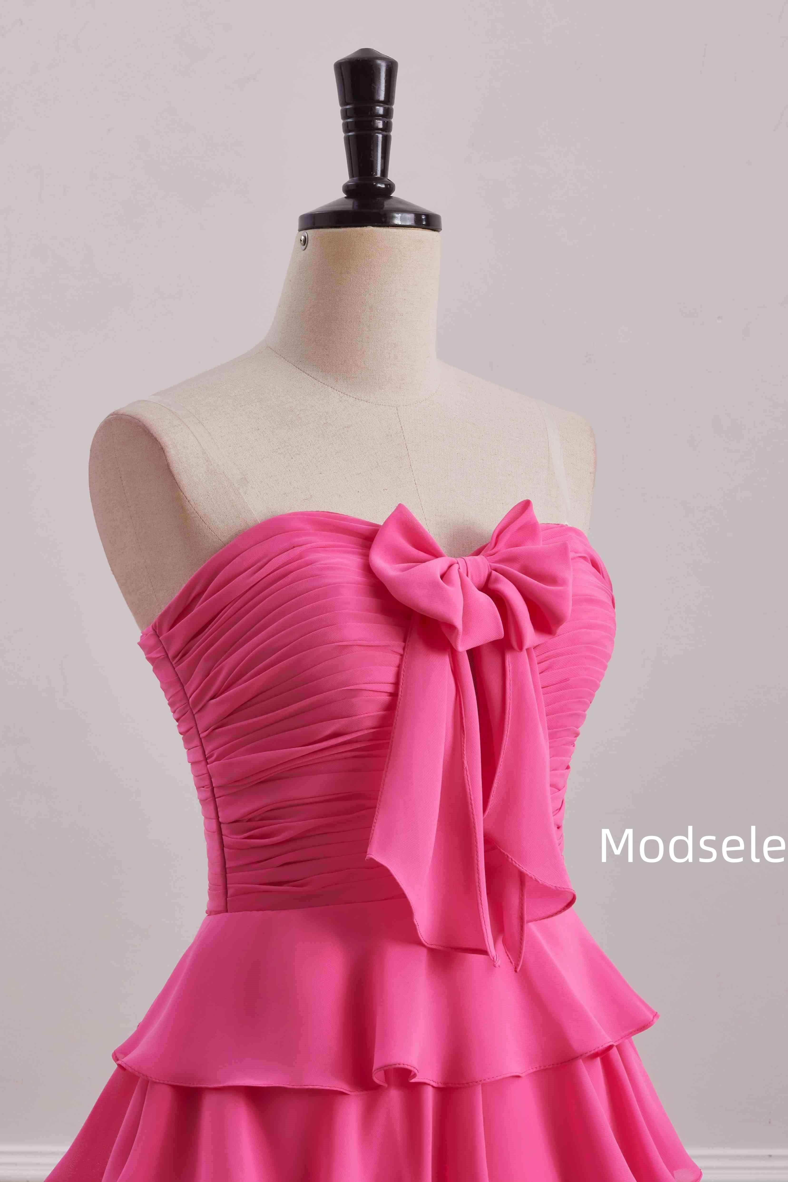 Pink Strapless A-Line Empire-Waist Sleeveless Short Homecoming Dress