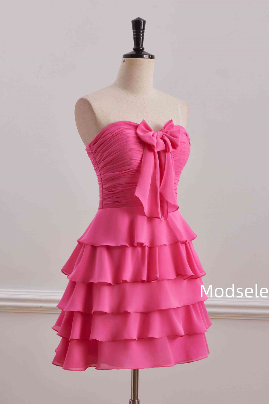 Pink Strapless A-Line Empire-Waist Sleeveless Short Homecoming Dress