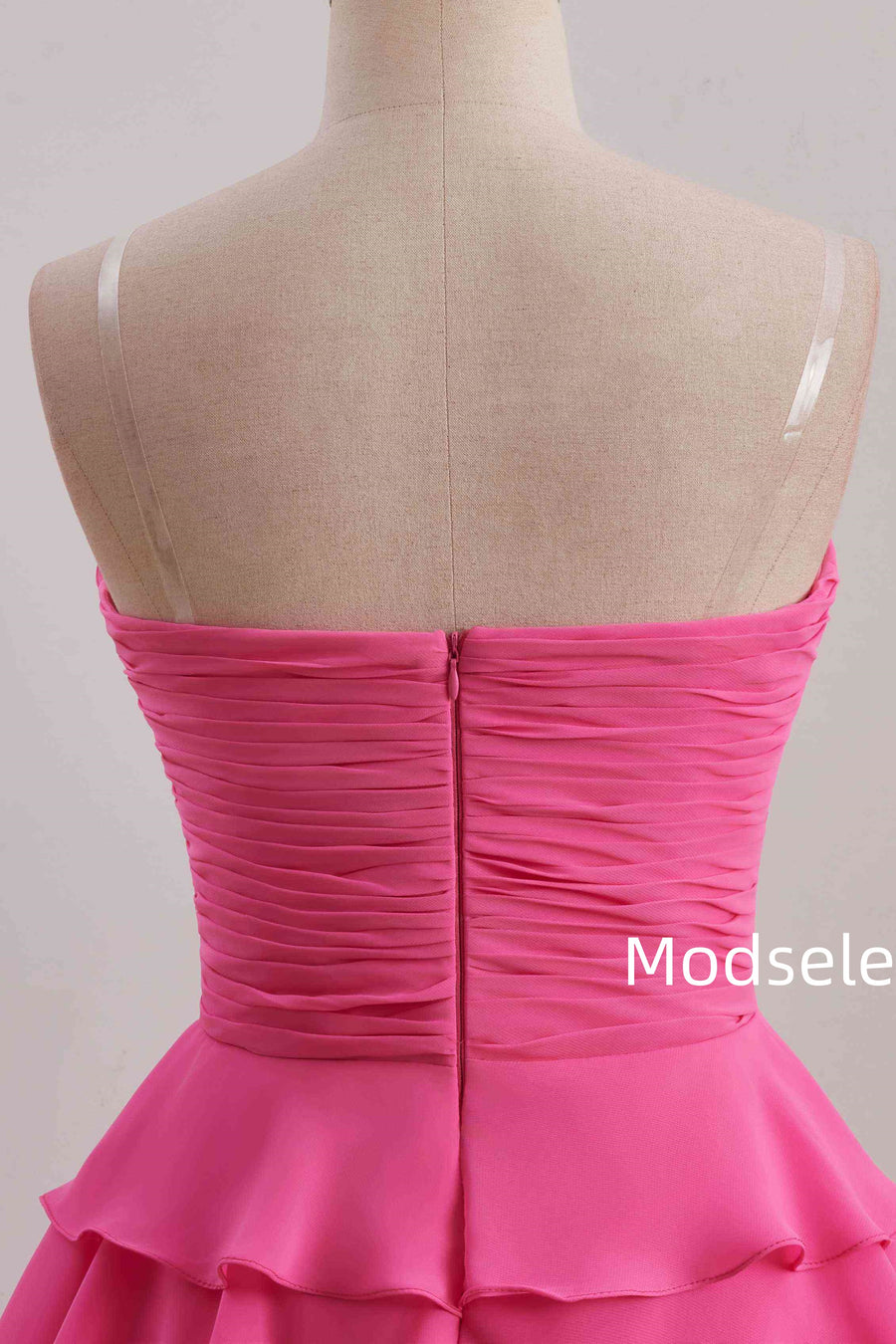 Pink Strapless A-Line Empire-Waist Sleeveless Short Homecoming Dress