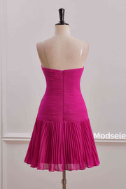 Empire-Waist A-Line Strapless Sweetheart Pleated Short Homecoming Dress