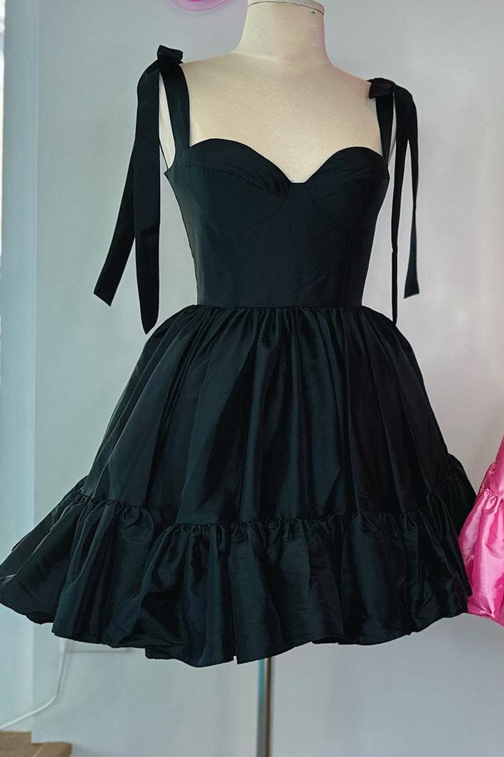 Emerald Sweetheart Bow Strap A-Line Homecoming Dress