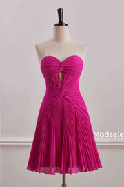 Empire-Waist A-Line Strapless Sweetheart Pleated Short Homecoming Dress