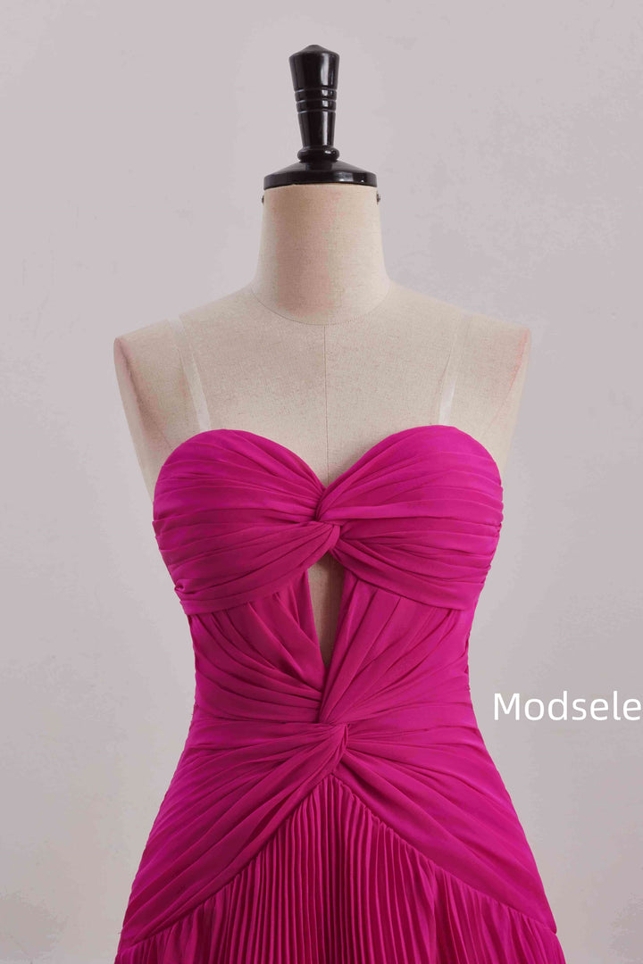 Empire-Waist A-Line Strapless Sweetheart Pleated Short Homecoming Dress