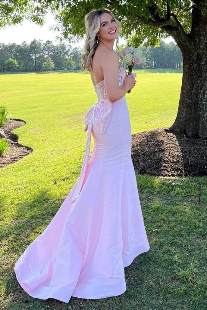 Red Sequin-Embroidery Sweetheart Bow-Back Trumpet Prom Gown Modsele Red Sequin-Embroidery Sweetheart Bow-Back Trumpet Prom Gown Modsele