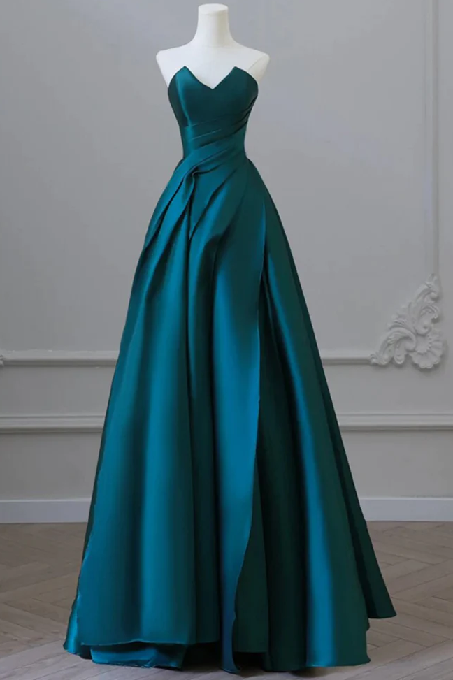 Elegant Strapless Empire-Waist Satin Pleated Long Formal Prom Dress Modsele Elegant Strapless Empire-Waist Satin Pleated Long Formal Prom Dress Modsele