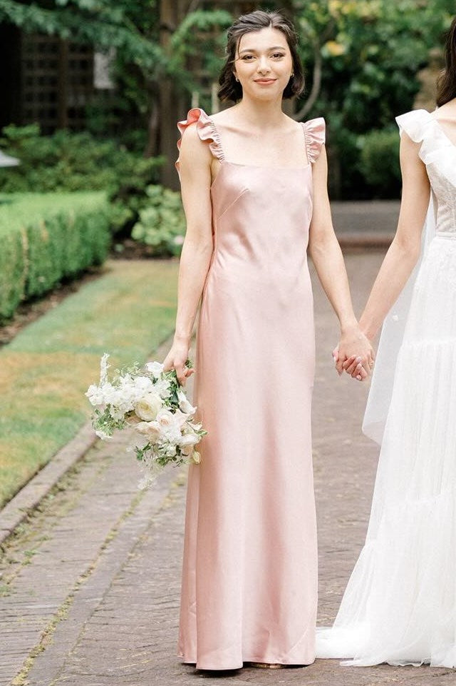 Plush Pink Flutter Sleeve Backless Long Dress Modsele Plush Pink Flutter Sleeve Backless Long Dress Modsele