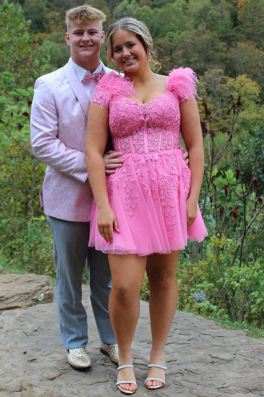 Hot Pink Appliques Sweetheart A-Line Short Homecoming Dress