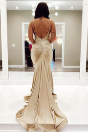Sage Green Cowl Neck Backless Mermaid Long Prom Dress