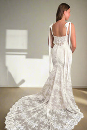 Ivory Straps  Sweetheart Lace Mermaid Wedding Dress