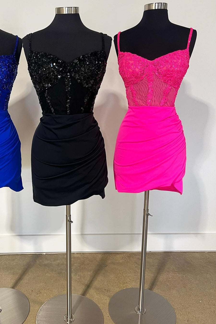 Hot Pink Sequin-Embroidery Sweetheart Bodycon Short Party Dress