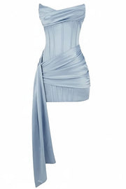 Strapless Pleats Satin Sleeveless Tight Homecoming Dress