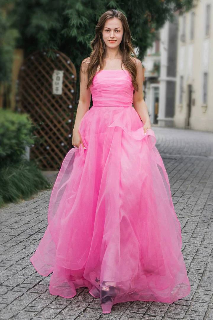 pink strapless dress long HAPPY CLOTHING STRAPLESS LIGHT PINK MAXI DRESS