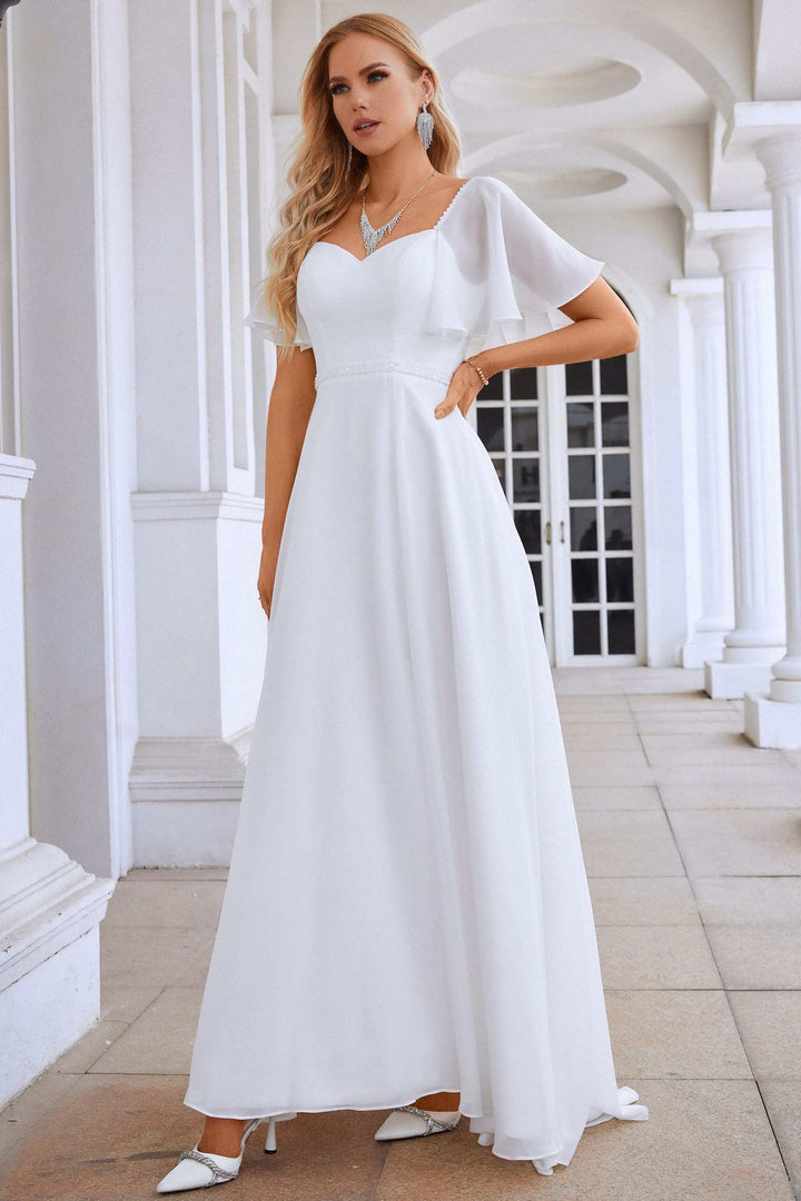 long white chiffon dress Casual Maxi White / US 14 See long white evening gowns for brides and plus White Chiffon Tie-Back A-Line Long