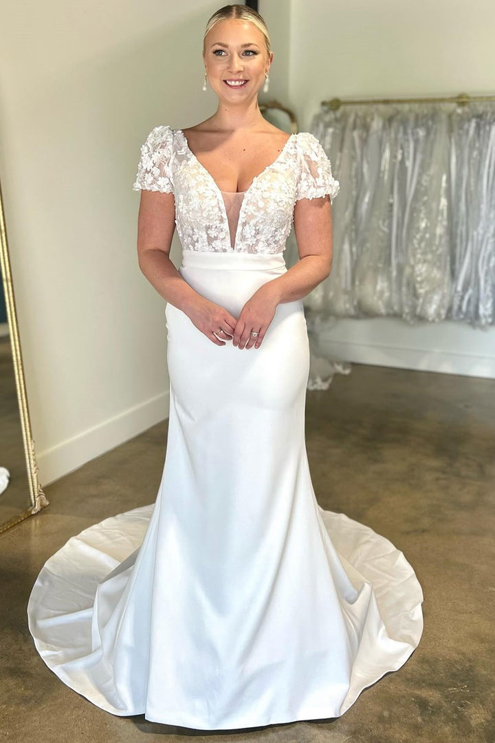 floral applique white dress VRM111 SATIN FLOWER MINI Viktor&Rolf This dress is made for a bride who wants a traditional feel with a modern White Strapless Corset Mini Dress