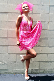 Sparkle Hot Pink Sequin Lace A-Line Short Homecoming Dress