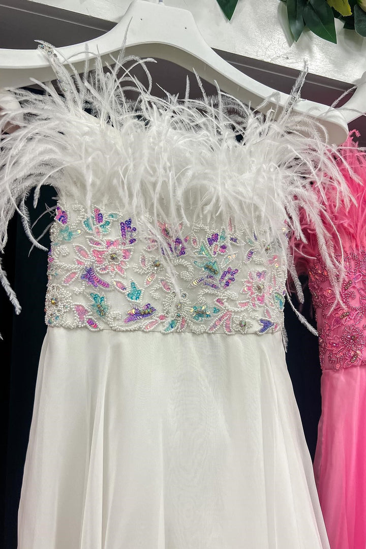 Pink Beaded Spaghetti Strap A-Line Girl Pageant Dress
