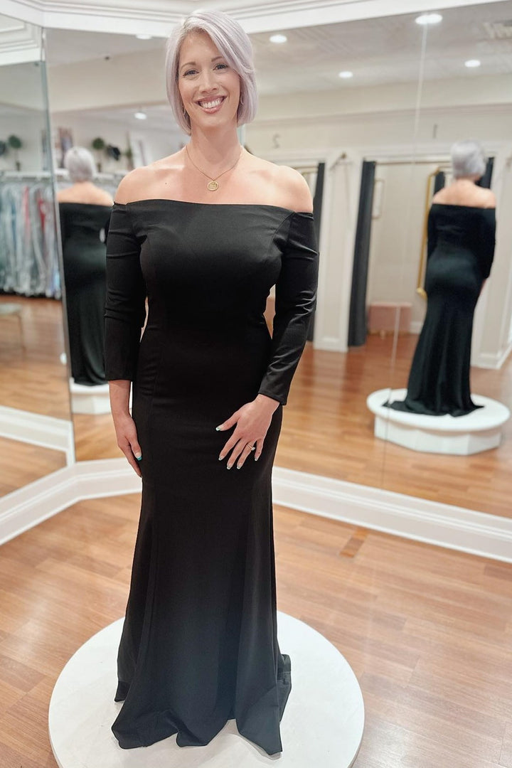Elegant Black Off-the-Shoulder Mermaid Mother's Gown