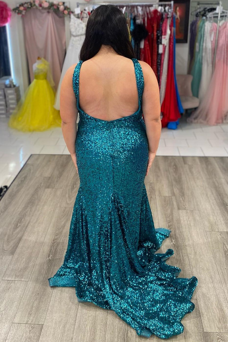 Gold Sequin V-Neck Trumpet Long Prom Dress Modsele Gold Sequin V-Neck Trumpet Long Prom Dress Modsele
